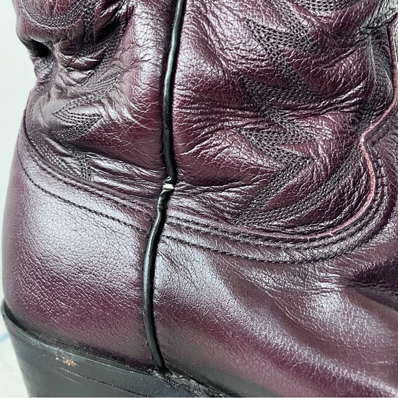 Dan Post Milwaukee Women’s Blackcherry Leather Embroidered Cowboy Boots Size 10 - Picture 5 of 12